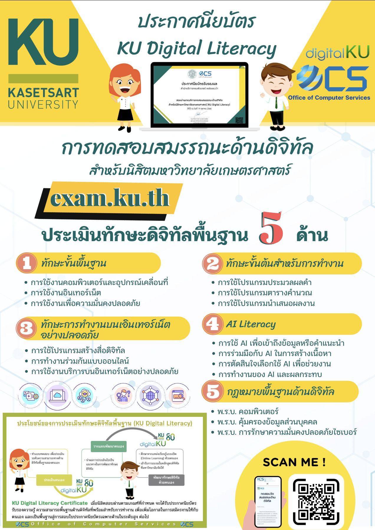 ประชาสัมพันธ์การทดสอบสมรรถนะด้านดิจิทัลสำหนัลนิสิตมหาวิทยาลัยเกษตรศาสตร์